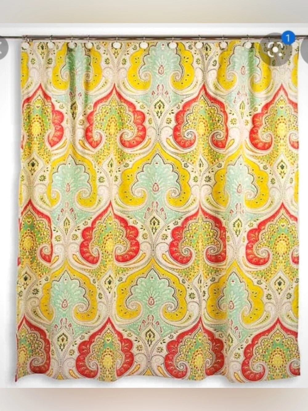 Echo Design Jaipur Cotton Paisley Shower Curtain 72x72 NIP